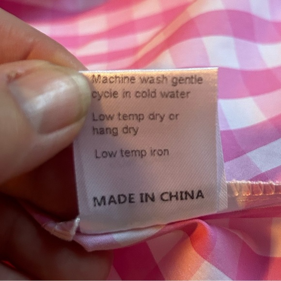 Caryn Lawn pink and white checked shirt sleeve top size L - Picture 7 of 7